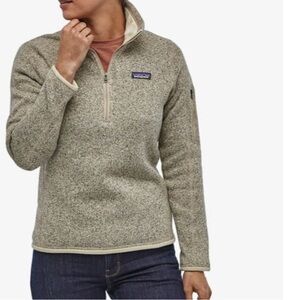 Patagonia Women's Large Better Sweater 1/4 Zip Fleece Oatmeal Tan Pullover